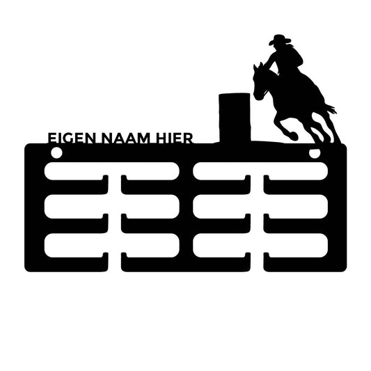 Rozet houder Western ruiter barrelrace met naam