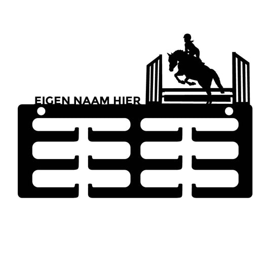 Rozet houder Pony ruiter springen met naam