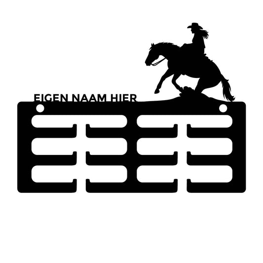 Rozet houder Western ruiter reining met naam