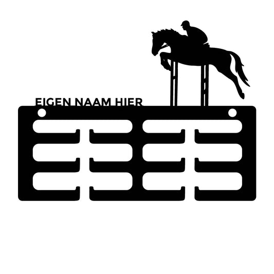 Rozet houder Springpaard hoog met naam